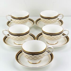 Set Of 5 Royal Doulton Baroness Teacups & Saucers
